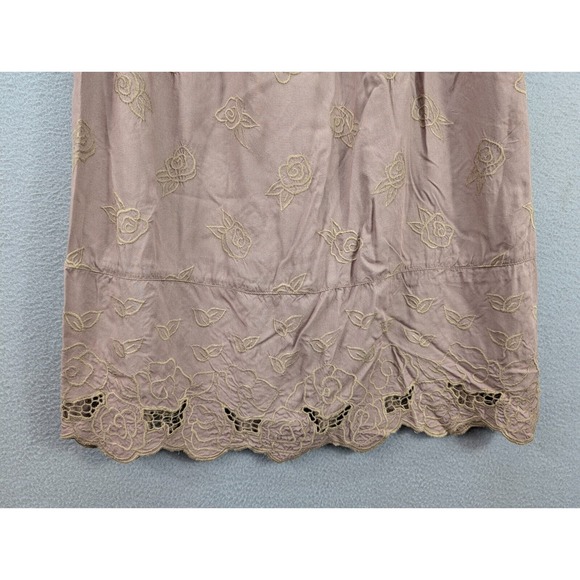 Red's Threads Floral Embroidered Handmade Maxi Skirt Scalloped Hem Boho Sz S NWT - Picture 3 of 10